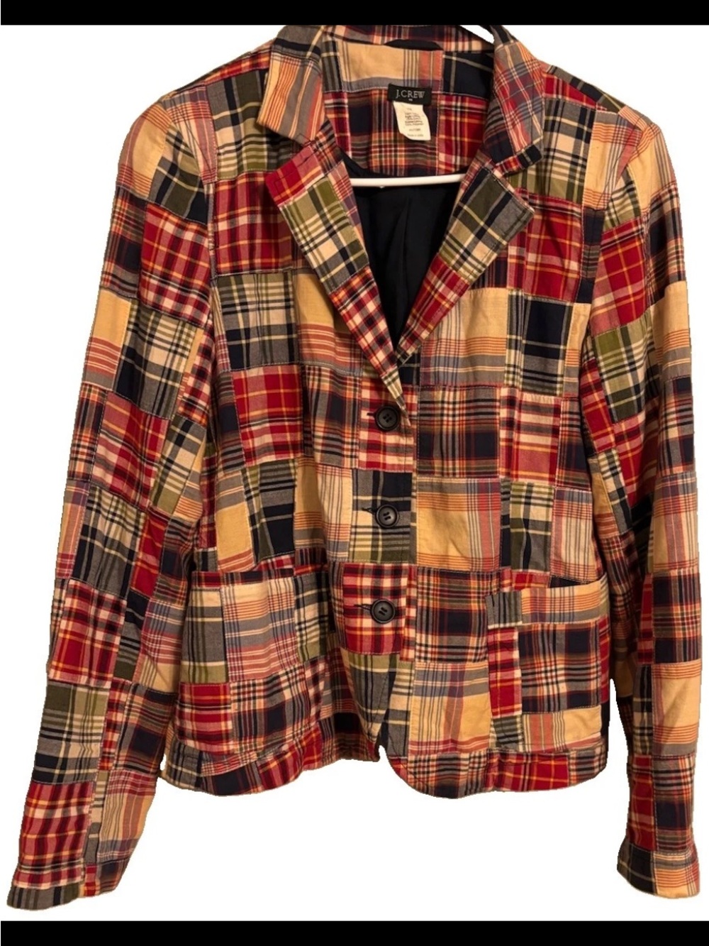 Vintage J. Crew madras Patchwork Plaid lined Blazer